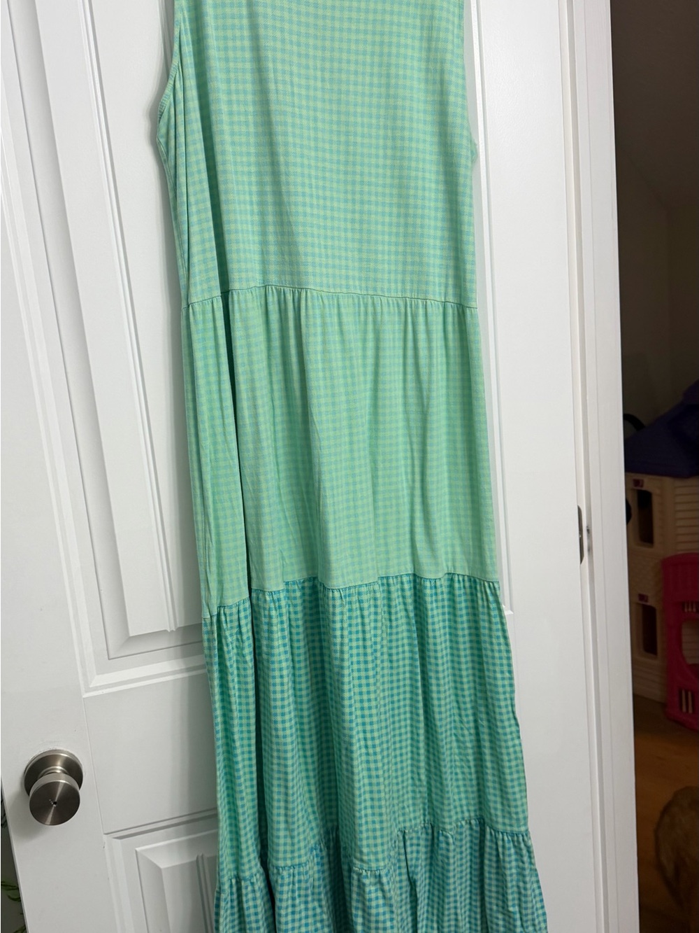 Women’s ' Mint Green Gingham Tiered Dress